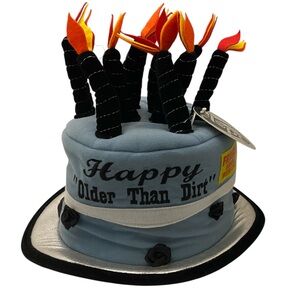 Elope Older Than Dirt Happy Birthday Cake Plush Hat Candle Orange Flame